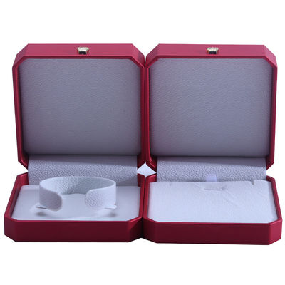 Lo más nuevo Rectángulo Hanhong Custom Rojo PU Brazalete de Cuero Caja de embalaje para el almacenamiento de joyas