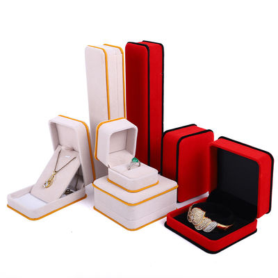 Caja de embalaje personalizada de joyas de terciopelo rojo doble capa para collar de pulsera y anillo