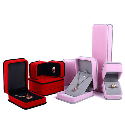 Caja de embalaje personalizada de joyas de terciopelo rojo doble capa para collar de pulsera y anillo