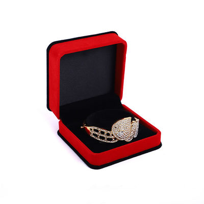 Caja de embalaje personalizada de joyas de terciopelo rojo doble capa para collar de pulsera y anillo