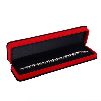 Caja de embalaje personalizada de joyas de terciopelo rojo doble capa para collar de pulsera y anillo