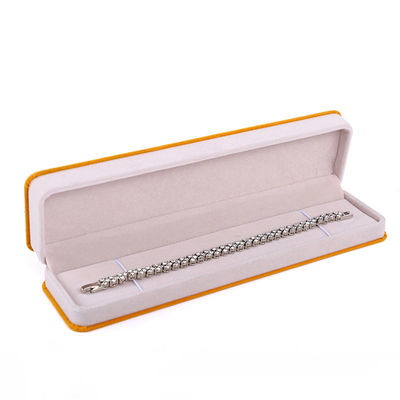 Caja de embalaje de joyas de terciopelo de color albaricoque personalizado para doble capa y tamaño de 6 * 5.5 * 5cm