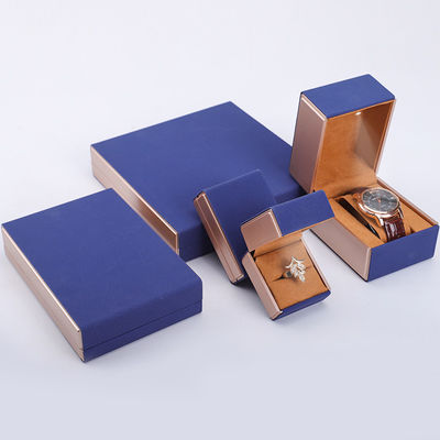 19x19x4cm Caja de regalo de joyería de cuero PU de terciopelo azul con luz LED y forro de terciopelo