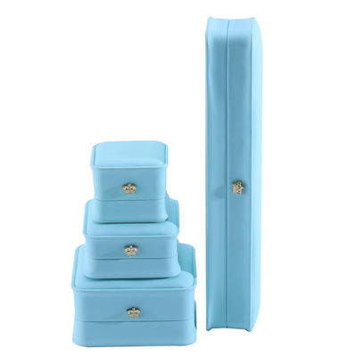 Paquete de joyas en Ciano con diseño de corona Hanhong Logotipo personalizado Luxo PU caja de traje de cuero
