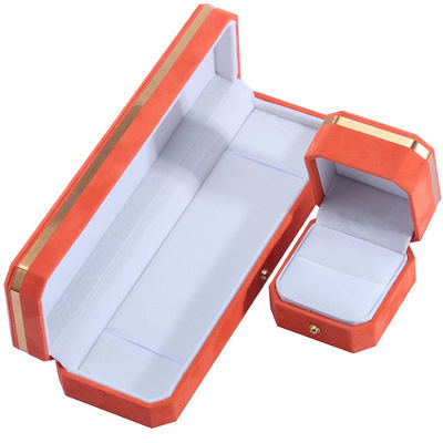 Paquete de joyas para collar de bodas, pendientes y anillos Hanhong Custom Orange Velvet Box