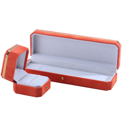 Paquete de joyas para collar de bodas, pendientes y anillos Hanhong Custom Orange Velvet Box