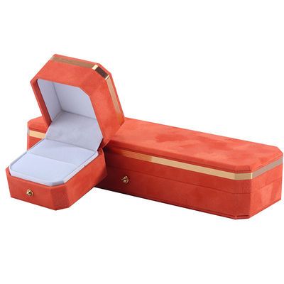 Paquete de joyas para collar de bodas, pendientes y anillos Hanhong Custom Orange Velvet Box