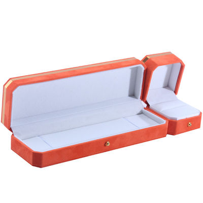 Paquete de joyas para collar de bodas, pendientes y anillos Hanhong Custom Orange Velvet Box