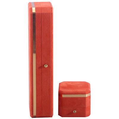 Paquete de joyas para collar de bodas, pendientes y anillos Hanhong Custom Orange Velvet Box