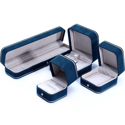 Cajas de joyas de material de terciopelo para Hanhong 2023 Logotipo personalizado Brazalete azul Caja de brazalete