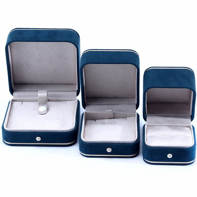 Cajas de joyas de material de terciopelo para Hanhong 2023 Logotipo personalizado Brazalete azul Caja de brazalete