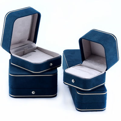 Cajas de joyas de material de terciopelo para Hanhong 2023 Logotipo personalizado Brazalete azul Caja de brazalete