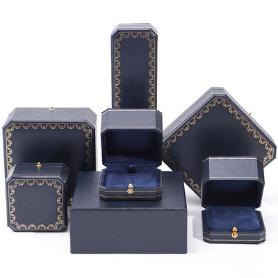 comprar Logotipo personalizado paquete de joyas hecha a mano caja de papel cuadrada azul para lujo caja de anillo de plástico online manufacture