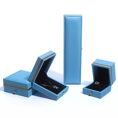 Caja de joyería de cuero azul personalizada Hanhong para anillo collar brazalete boda Contacte con nosotros