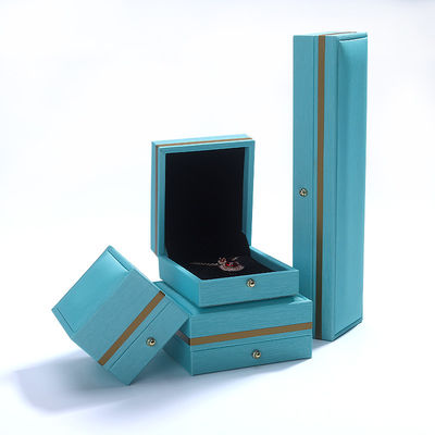 Caja de joyería de cuero azul personalizada Hanhong para anillo collar brazalete boda Contacte con nosotros