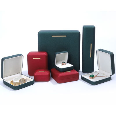Caja de joyería de terciopelo de cuero de PU rojo personalizada para el embalaje de pendientes y pendientes