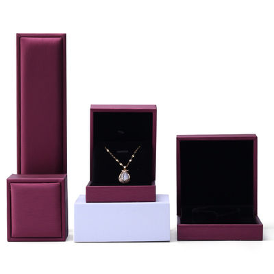 Caja de embalaje de joyas de terciopelo de lujo con cuero PU púrpura de Hanhong