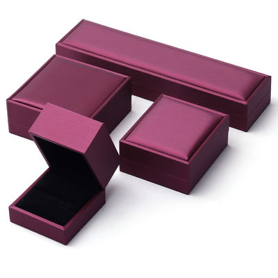 Caja de embalaje de joyas de terciopelo de lujo con cuero PU púrpura de Hanhong
