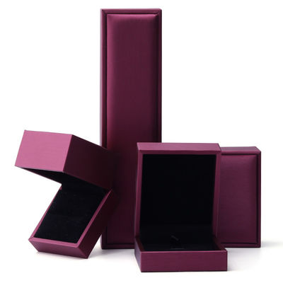 Caja de embalaje de joyas de terciopelo de lujo con cuero PU púrpura de Hanhong