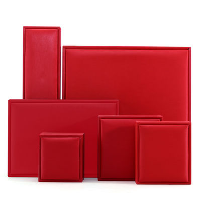 Caja de joyería de cuero falso rojo de marca personalizada Caja de embalaje de joyería de lujo
