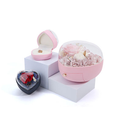 comprar Logotipo personalizado en forma de corazón caja de cajones de joyas rosa caja de flores para anillo online manufacture