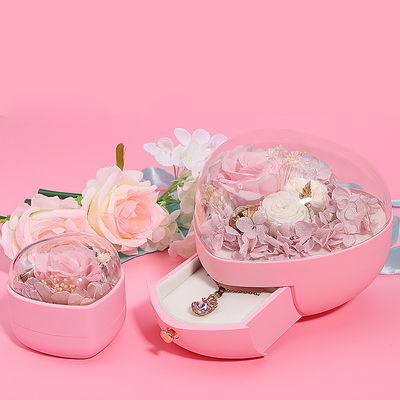 Logotipo personalizado en forma de corazón caja de cajones de joyas rosa caja de flores para anillo