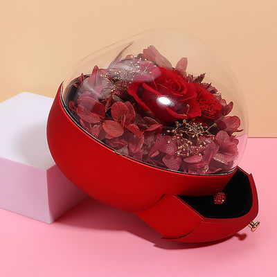 Logotipo personalizado en forma de corazón caja de cajones de joyas rosa caja de flores para anillo