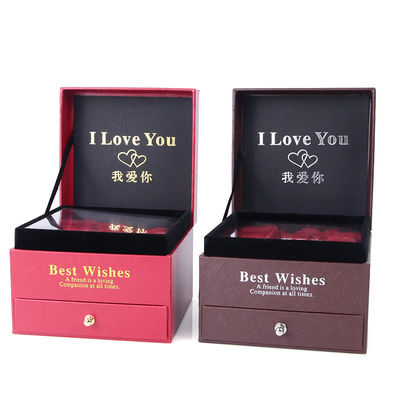 comprar Tamaño personalizado Caja de joyería cuadrada de lujo Caja de regalo de joyería con rosa online manufacture