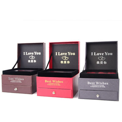 Tamaño personalizado Caja de joyería cuadrada de lujo Caja de regalo de joyería con rosa