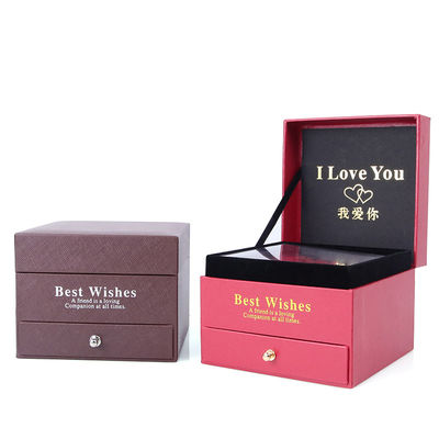 Tamaño personalizado Caja de joyería cuadrada de lujo Caja de regalo de joyería con rosa