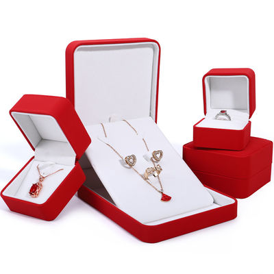 comprar Caja de embalaje de collar de lujo personalizado en cuero PU rojo con revestimiento de terciopelo y Contacta con nosotros online manufacture