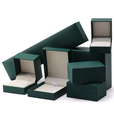 Lujo joyería verde caja de papel pendientes collar colgante anillo embalaje logotipo personalizado