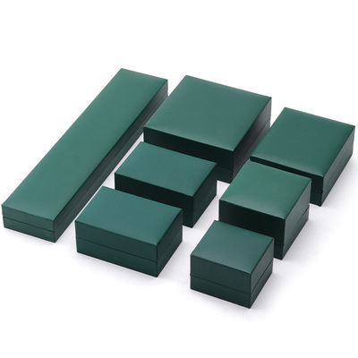 Lujo joyería verde caja de papel pendientes collar colgante anillo embalaje logotipo personalizado