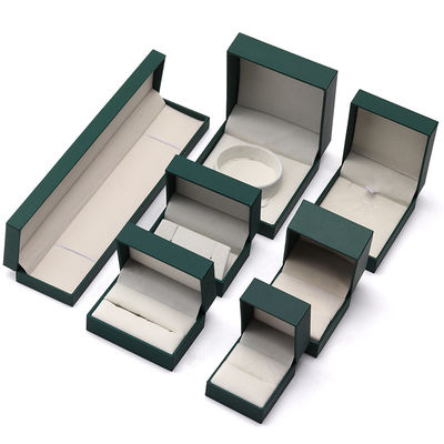 Lujo joyería verde caja de papel pendientes collar colgante anillo embalaje logotipo personalizado