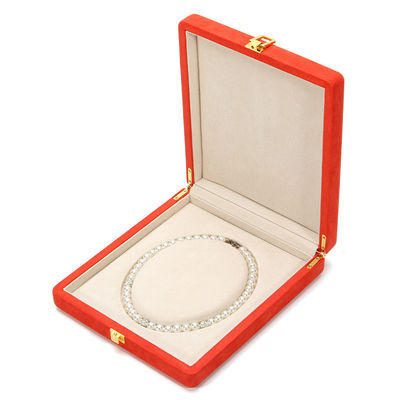 Caja de embalaje de joyas de cuero de microfibra naranja de Hanhong para collar de perlas de lujo