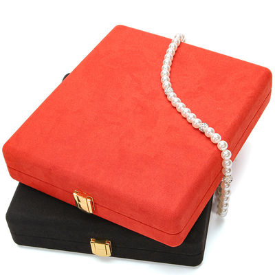 Caja de embalaje de joyas de cuero de microfibra naranja de Hanhong para collar de perlas de lujo