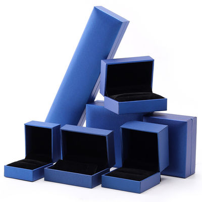 comprar Caja de joyería de papel azul de lujo Logotipo personalizado Los pendientes collar colgante Anillo de embalaje online manufacture