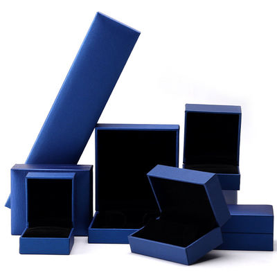 Caja de joyería de papel azul de lujo Logotipo personalizado Los pendientes collar colgante Anillo de embalaje