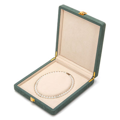 Caja de almacenamiento de joyas de cuero de microfibra verde para collar de perlas 20*23*5cm Hanhong Custom