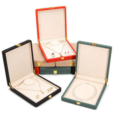 Caja de almacenamiento de joyas de cuero de microfibra verde para collar de perlas 20*23*5cm Hanhong Custom