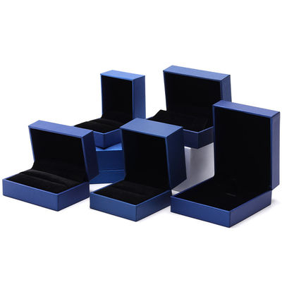 Caja de joyería de papel azul de lujo Logotipo personalizado Los pendientes collar colgante Anillo de embalaje