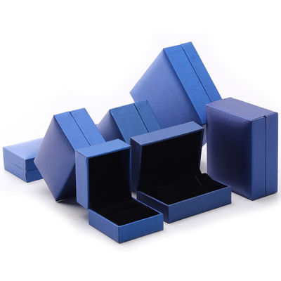 Caja de joyería de papel azul de lujo Logotipo personalizado Los pendientes collar colgante Anillo de embalaje