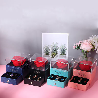 Caja de rosas del día de San Valentín Caja de embalaje de joyería de tipo cajón con forma cuadrada