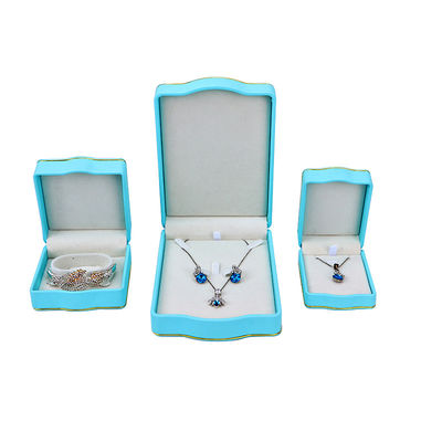 Caja de joyas de cuero con logotipo personalizado para pendientes Anillos Brazaletes y collares de Hanhong
