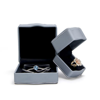 Caja de joyas de cuero con logotipo personalizado para pendientes Anillos Brazaletes y collares de Hanhong