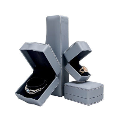 Caja de joyas de cuero con logotipo personalizado para pendientes Anillos Brazaletes y collares de Hanhong