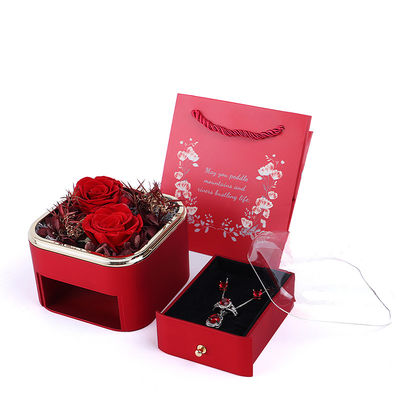 Tamaño personalizado cajón de flores caja de joyas diseño rosa para el día de San Valentín regalo