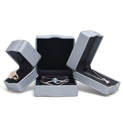Lujo elegante personalizado caja de joyería de cuero para el collar y los aretes de embalaje