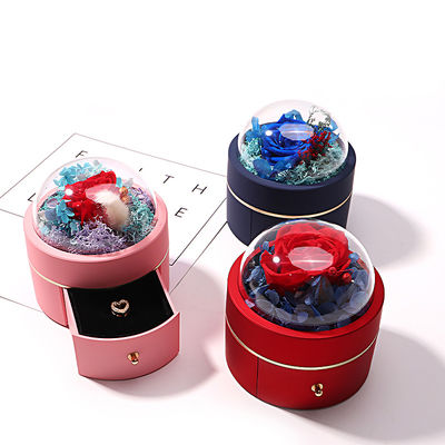 Tamaño personalizado Caja de joyería de flores redondas de lujo