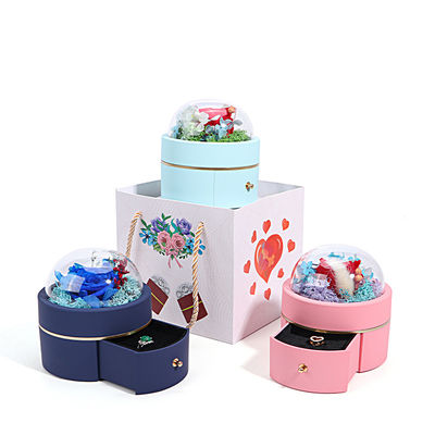 Tamaño personalizado Caja de joyería de flores redondas de lujo